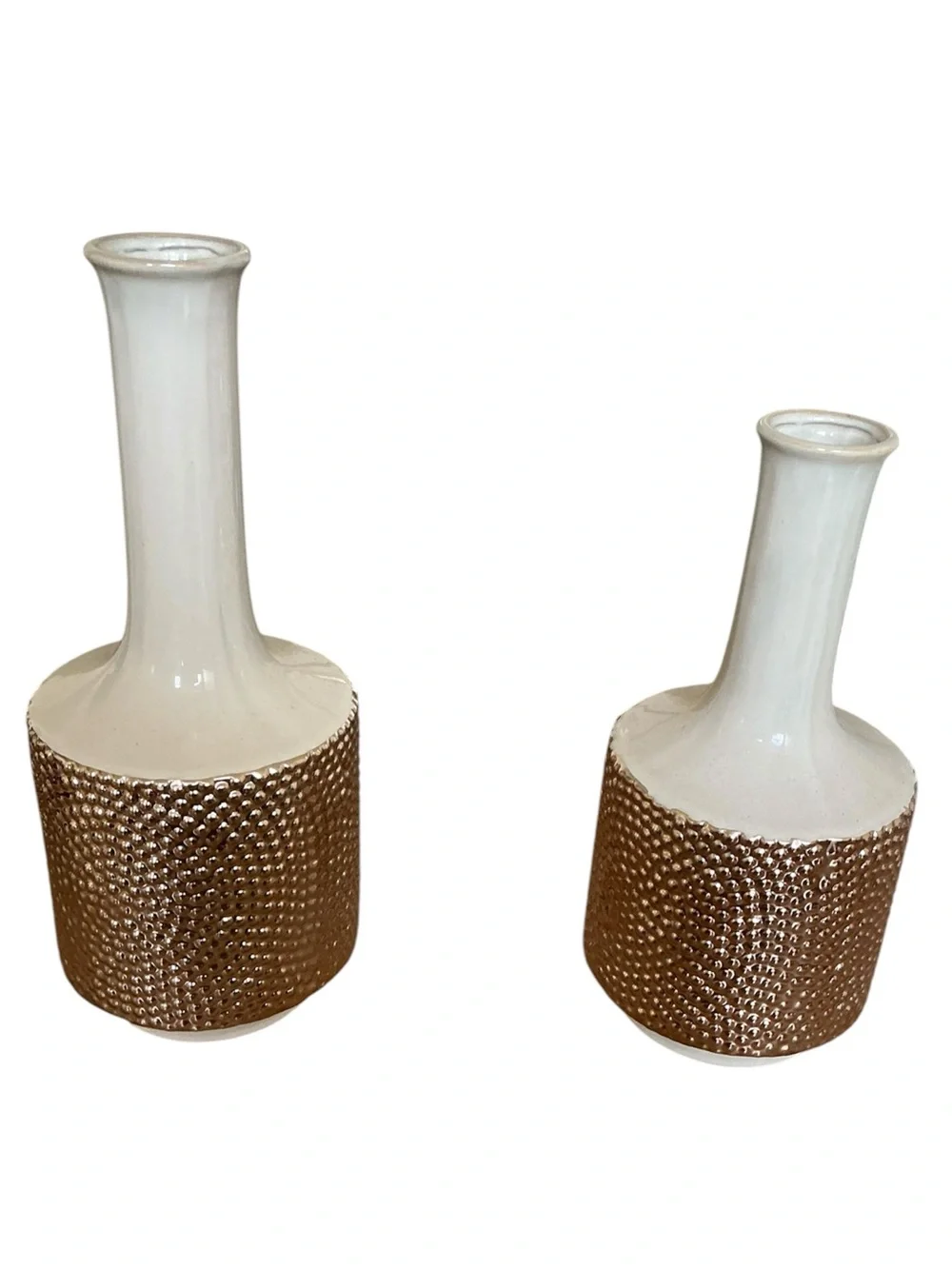 Ceramic  Textured Bottle Vases - Set of 2